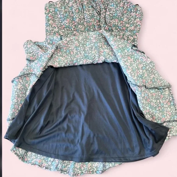 Mi Ami for Francesca’s Floral Mini Dress Size M Tie Front Spaghetti Strap - Picture 3 of 4